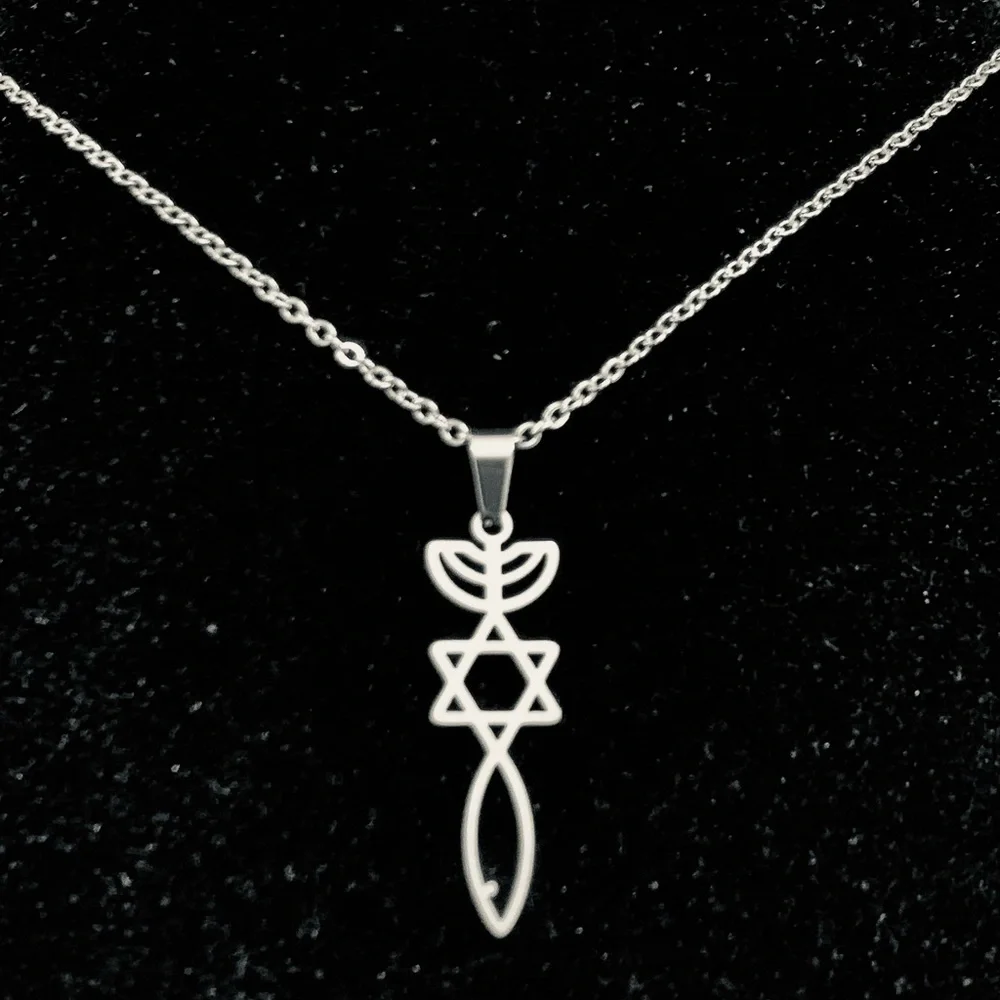 Jewish Star of David Menorah/Ichthus Messianic Seal chain necklace